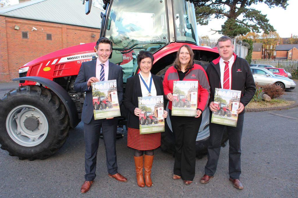 (L-R) are: Sean McAvoy, Massey Ferguson; Roberta Simmons, President YFCU; Lindsay Haddon, Massey Ferguson and Robert McConaghy, Chairman YFCU agriculture and rural affairs committee.