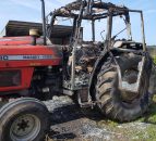 Pics: Tractor engulfed in flames while drawing in bales