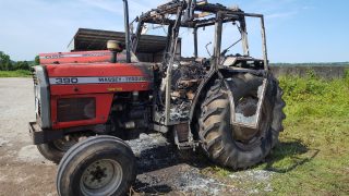 Pics: Tractor engulfed in flames while drawing in bales