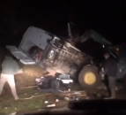 Video: Farmer capsizes van ‘dumping rubbish’ on his land