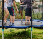 Missing cow discovered…stuck on trampoline