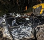 Lack of fatalities in collision between tractor and car described by police as a ‘miracle’