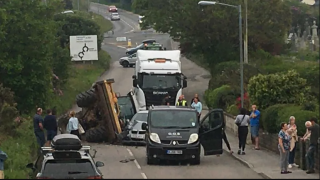 Tractor rolls over onto car in Cornwall road traffic collision