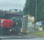 Tractor overturns in collision on A47 slip road