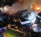 Firefighters battle blaze at former poultry factory