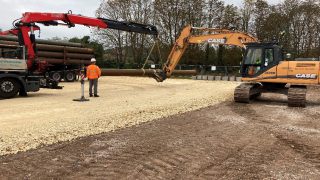 Work underway to repair damaged flood defence in Lowdham