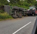 Overturned trailer causes road closure in Northumberland