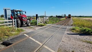 Tractor collides with train carrying 40 people in Lancashire
