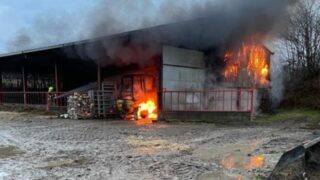 Cattle saved as 20 firefighters called to Ceredigion barn fire