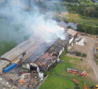 Fire engines still in attendance at farm building fire in Samlesbury