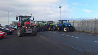 Potato growers in Northern Ireland protest outside Asda distribution centre