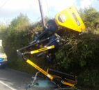 Pics: Farmer has ‘lucky escape’ as tractor overturns while hedgecutting